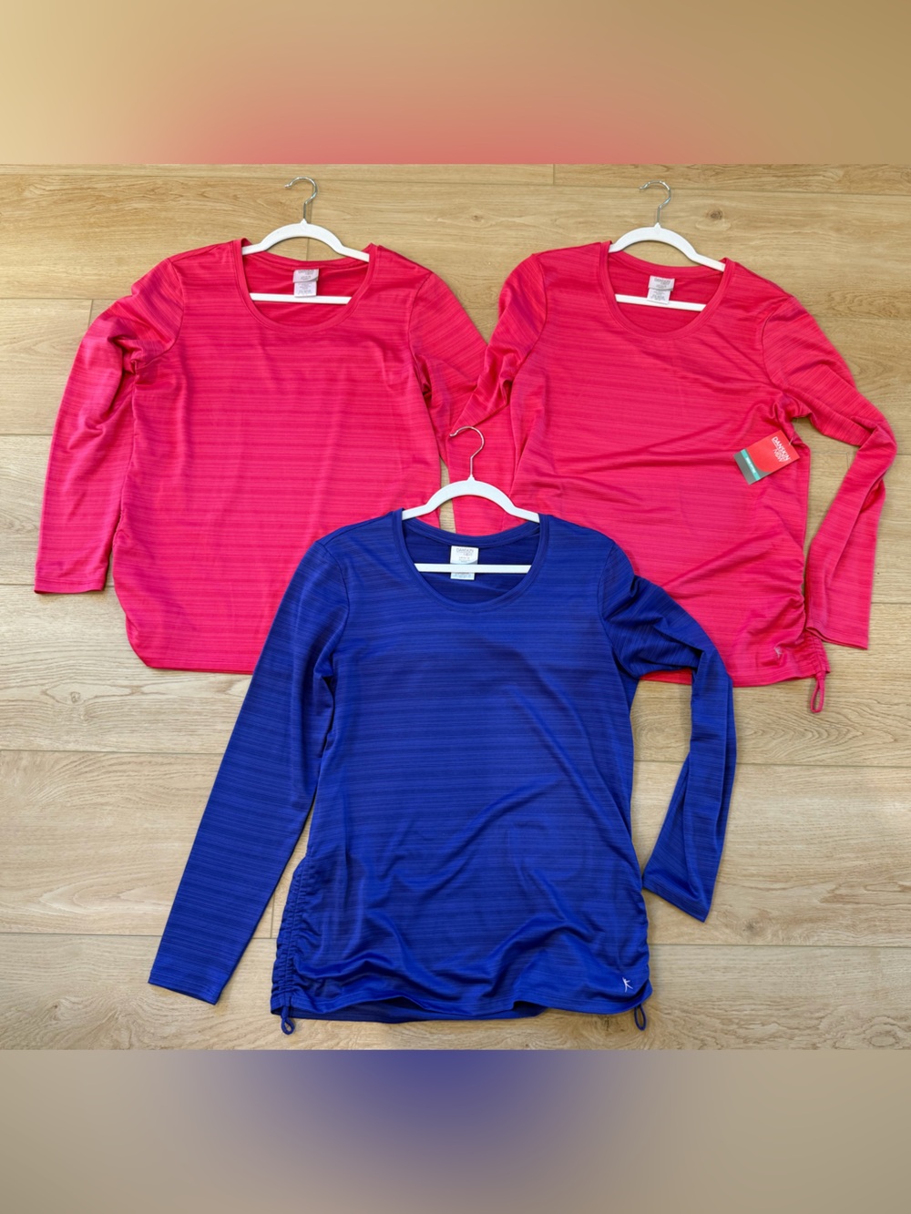 3 Pack Long Sleeve Performance Tops - Purple & Bright Pink